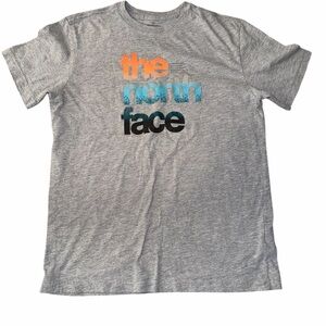 The North Face Kids T-Shirt in Gray with Orange and Blue Accents